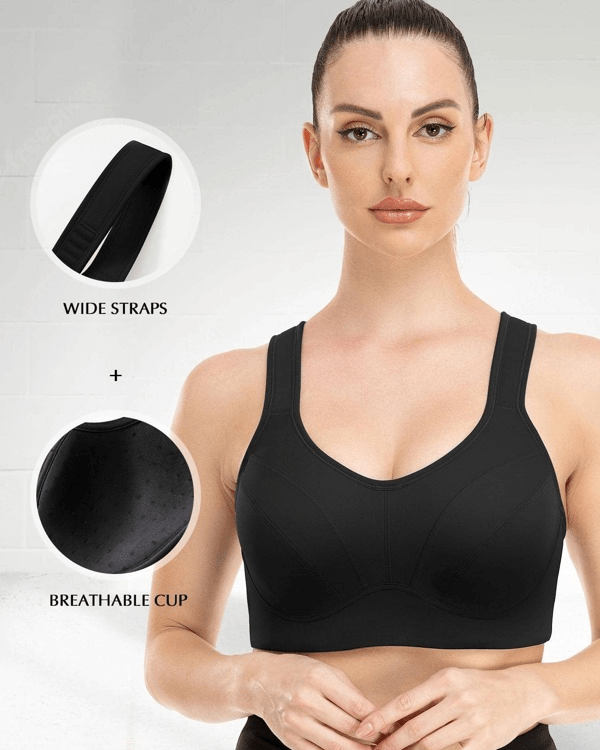Full Coverage Underwire Workout Sports Bras Black - WingsLove