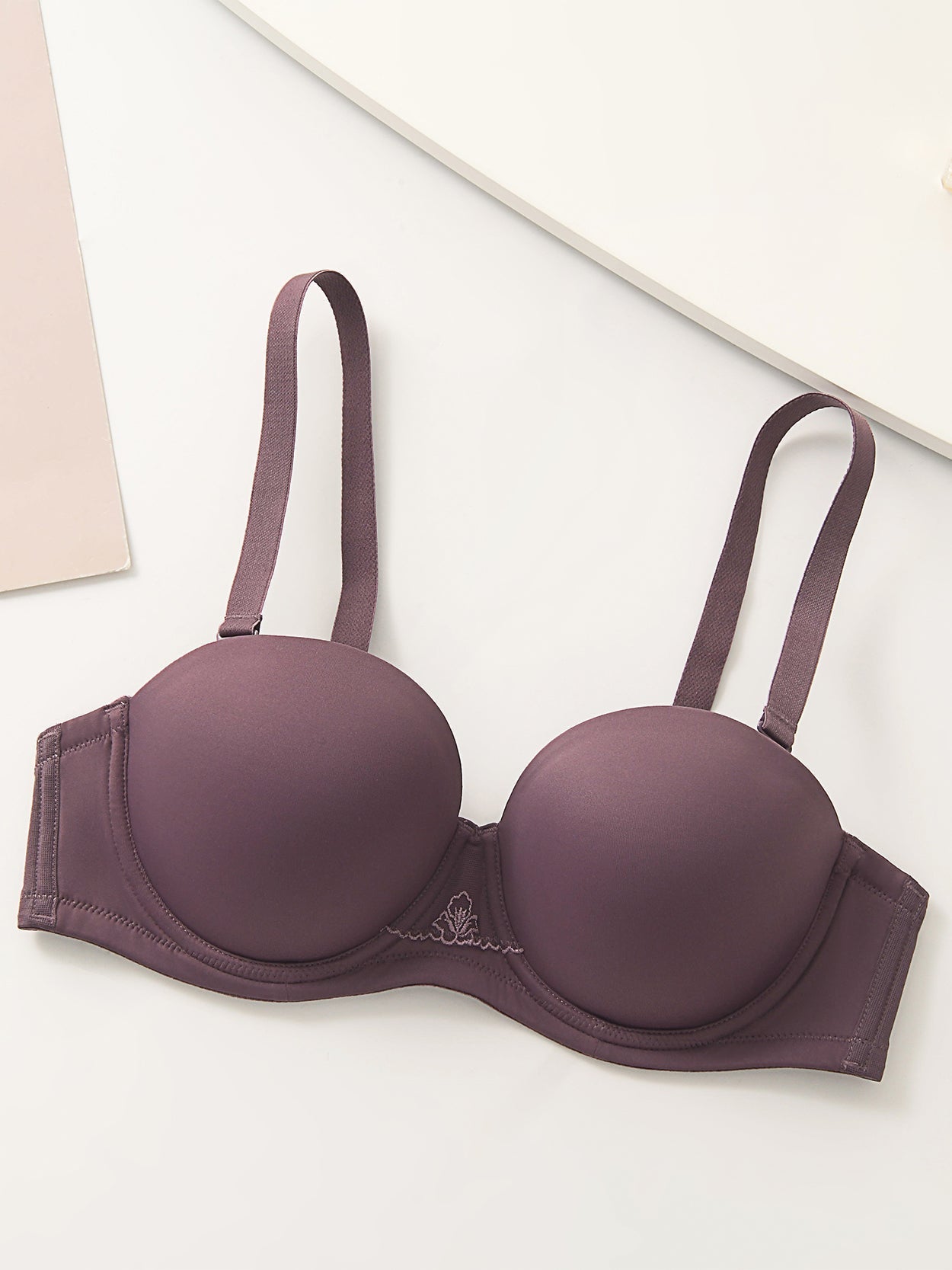 Full Figure Strapless Underwire Multiway Contour Bra Purple - WingsLove