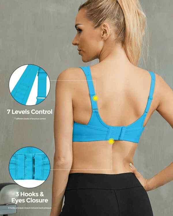 High Impact Bounce Adjustable Workout Bra Blue - WingsLove