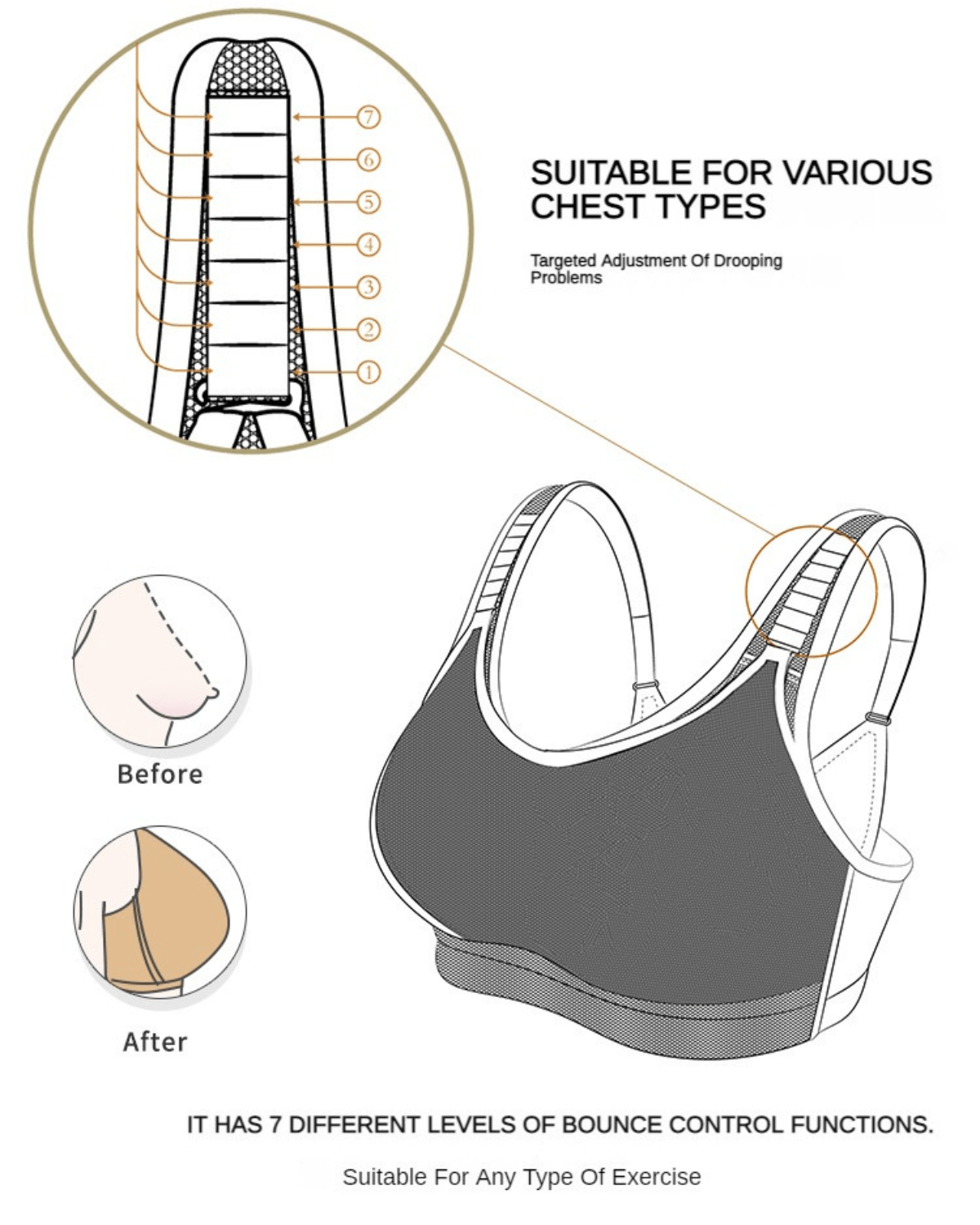 High Impact Bounce Adjustable Workout Bra Blue - WingsLove