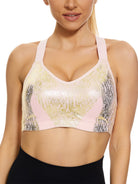 High Impact Sparkly Padded Racerback Bras - WingsLove