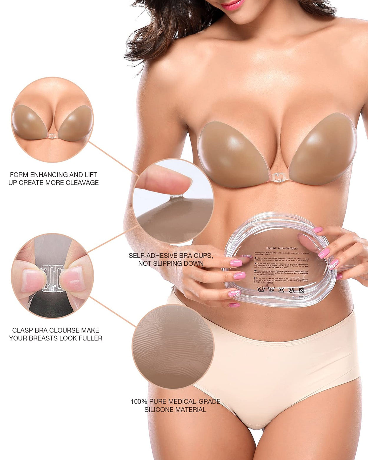 Invisible Silicone Strapless Sticky Plunge Bra - WingsLove