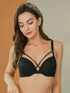 Lace Push Up Bra Padded Strappy Back Underwire - WingsLove