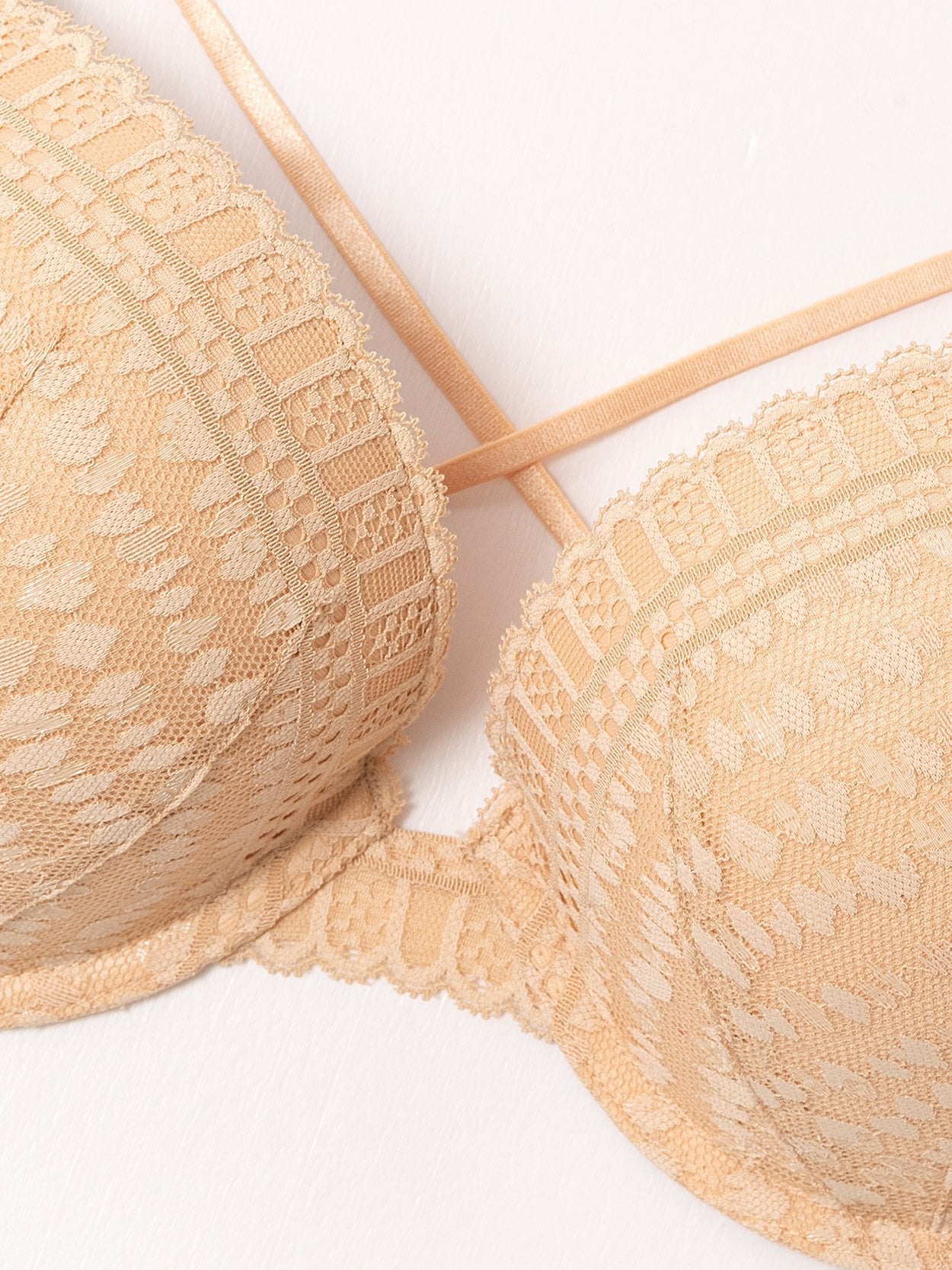 Lace Push Up Bra Padded Strappy Back Underwire - WingsLove