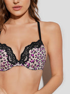 Leopard Push Up Bra Racerback Padded Underwire Sexy Lace Back - WingsLove
