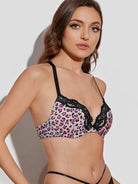 Leopard Push Up Bra Racerback Padded Underwire Sexy Lace Back - WingsLove