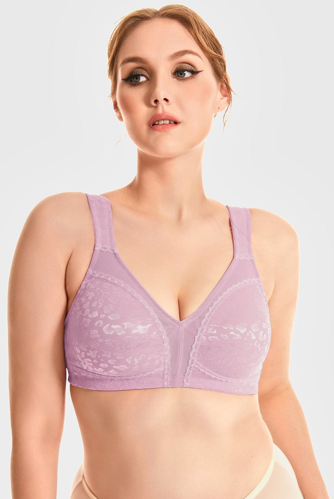 Minimizer Bra Wirefree Non Padded For Bigger Size Light Purlple - WingsLove