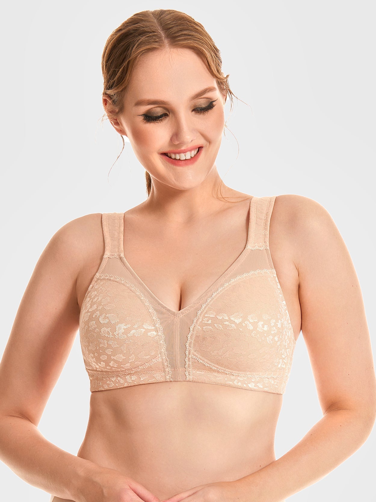Minimizer Bra Wirefree Non Padded For Bigger Size Pink Nude - WingsLove