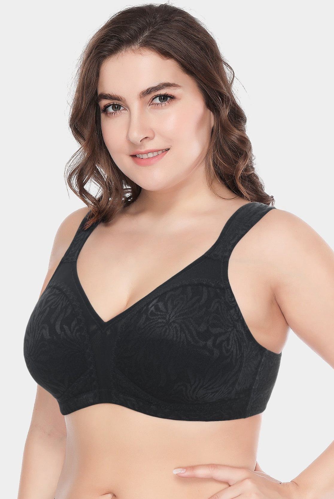 Minimizer Non Padded Wirefree Plus Size Bra Black - WingsLove