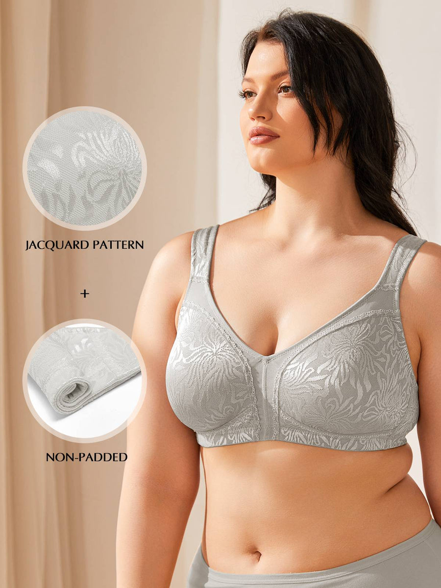Tarmeek Women's Plus Size Underwear Full Coverage Non Padded Wirefree Plus  Size Minimizer Bra for Large Bust Support Seamless Bra 