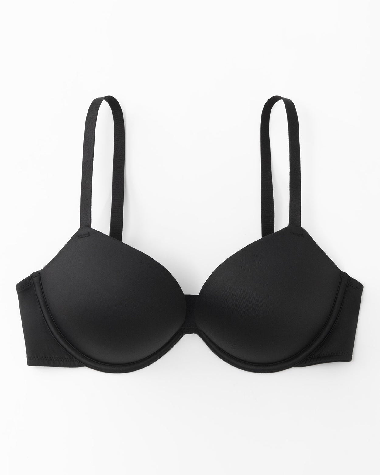 Push Up Deep V Plunge Underwire T-Shirt Bra Black - WingsLove