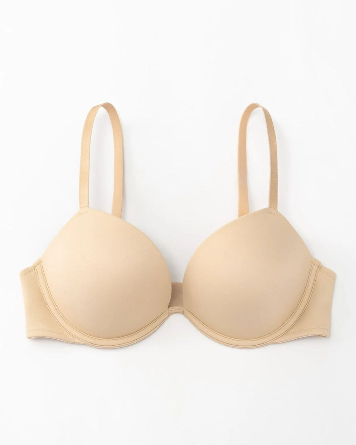 Push Up Deep V Plunge Underwire T-Shirt Bra Nude - WingsLove