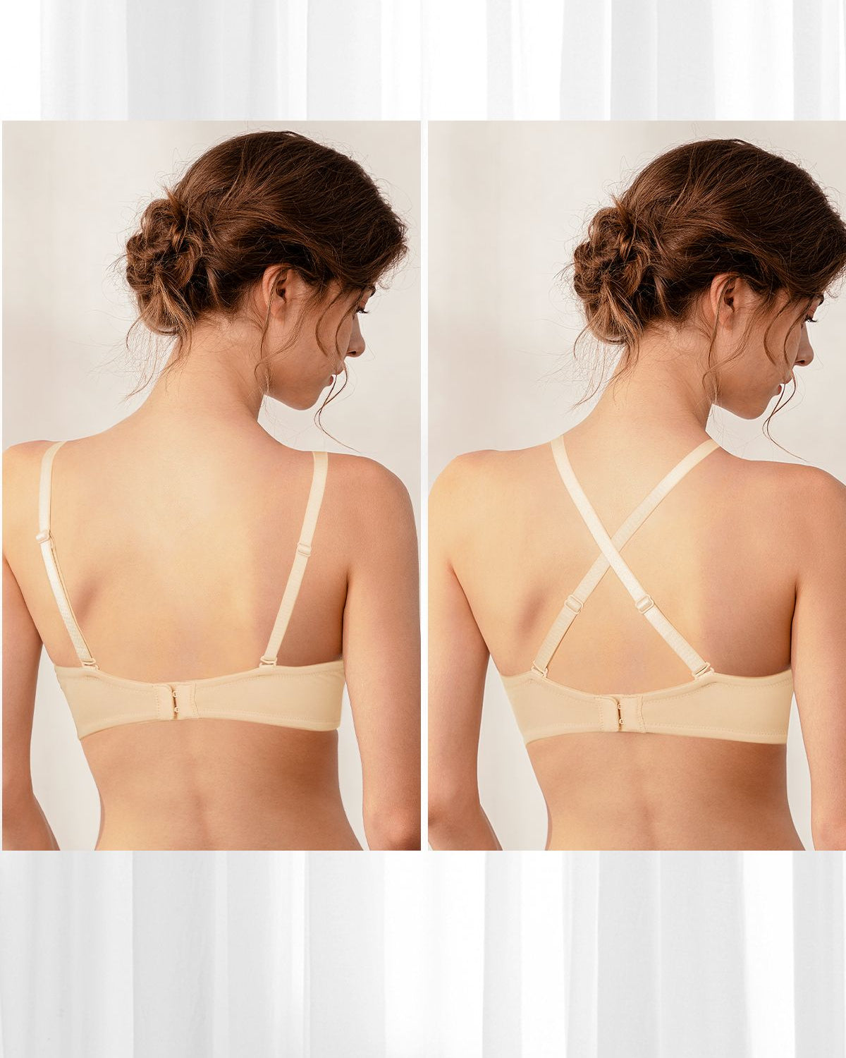 Push Up Deep V Plunge Underwire T-Shirt Bra Nude - WingsLove