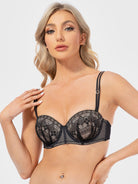 Push Up Full Figure Strapless Bra Pleated Lace Multiway Bra - WingsLove