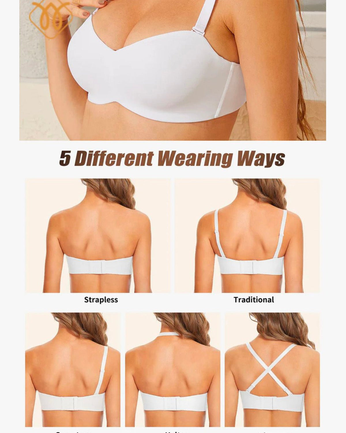 Push Up Full Figure Strapless Pleated Lace Multiway Bra - WingsLove