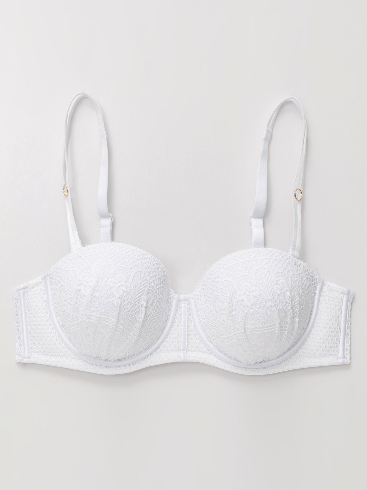 Push Up Full Figure Strapless Pleated Lace Multiway Bra - WingsLove