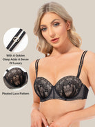 Push Up Full Figure Strapless Pleated Lace Multiway Bra - WingsLove