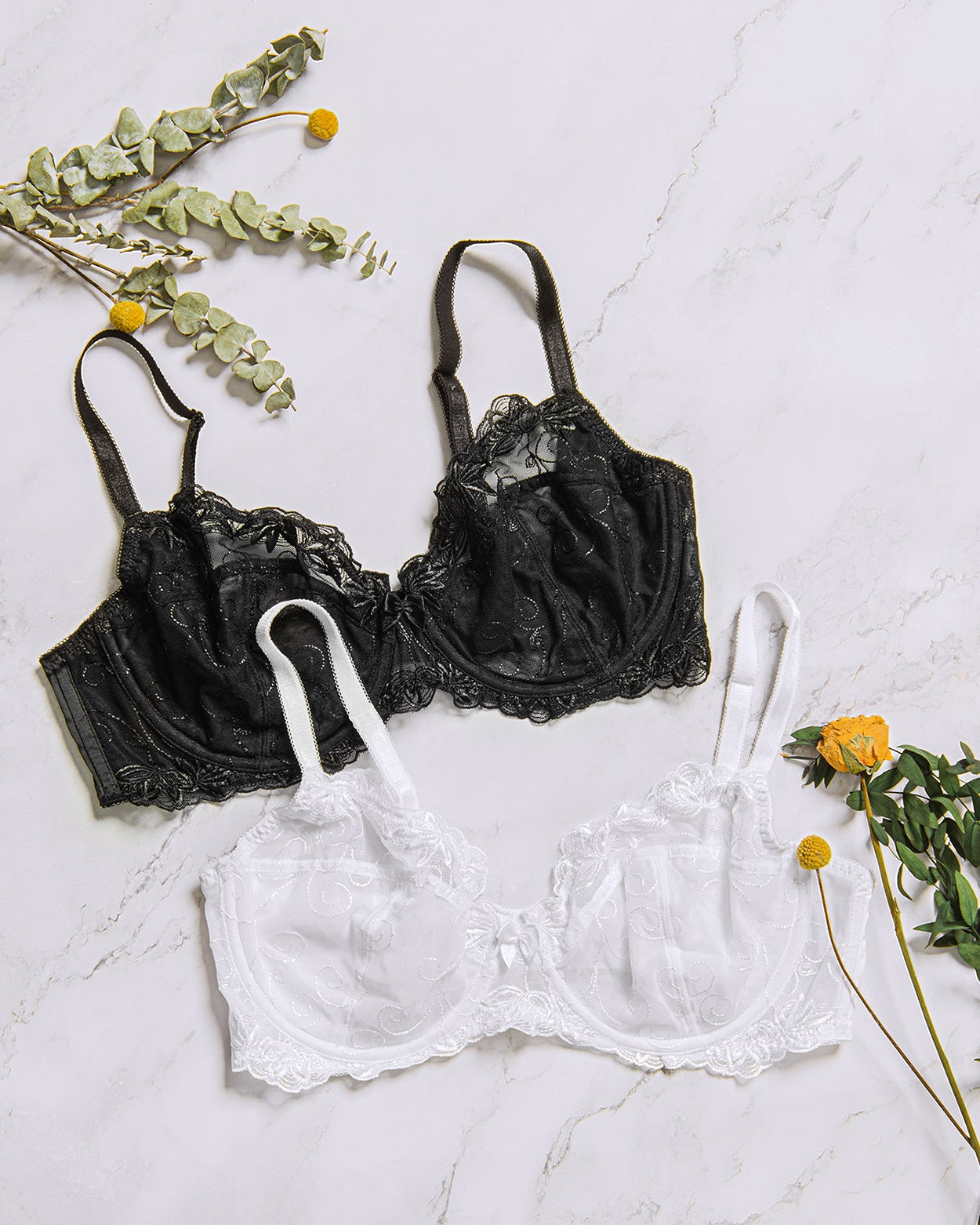 See Through Embroidered Unlined Sexy Lace Underwire Bra - WingsLove