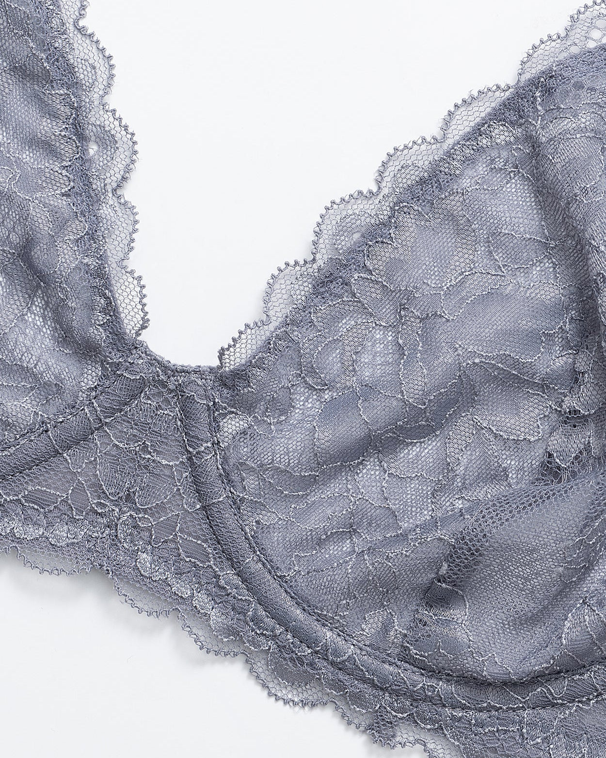 Sexy Sheer Lace Contour Plunge Bra Grey - WingsLove
