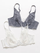 Sexy Sheer Lace Contour Plunge Bra Grey - WingsLove