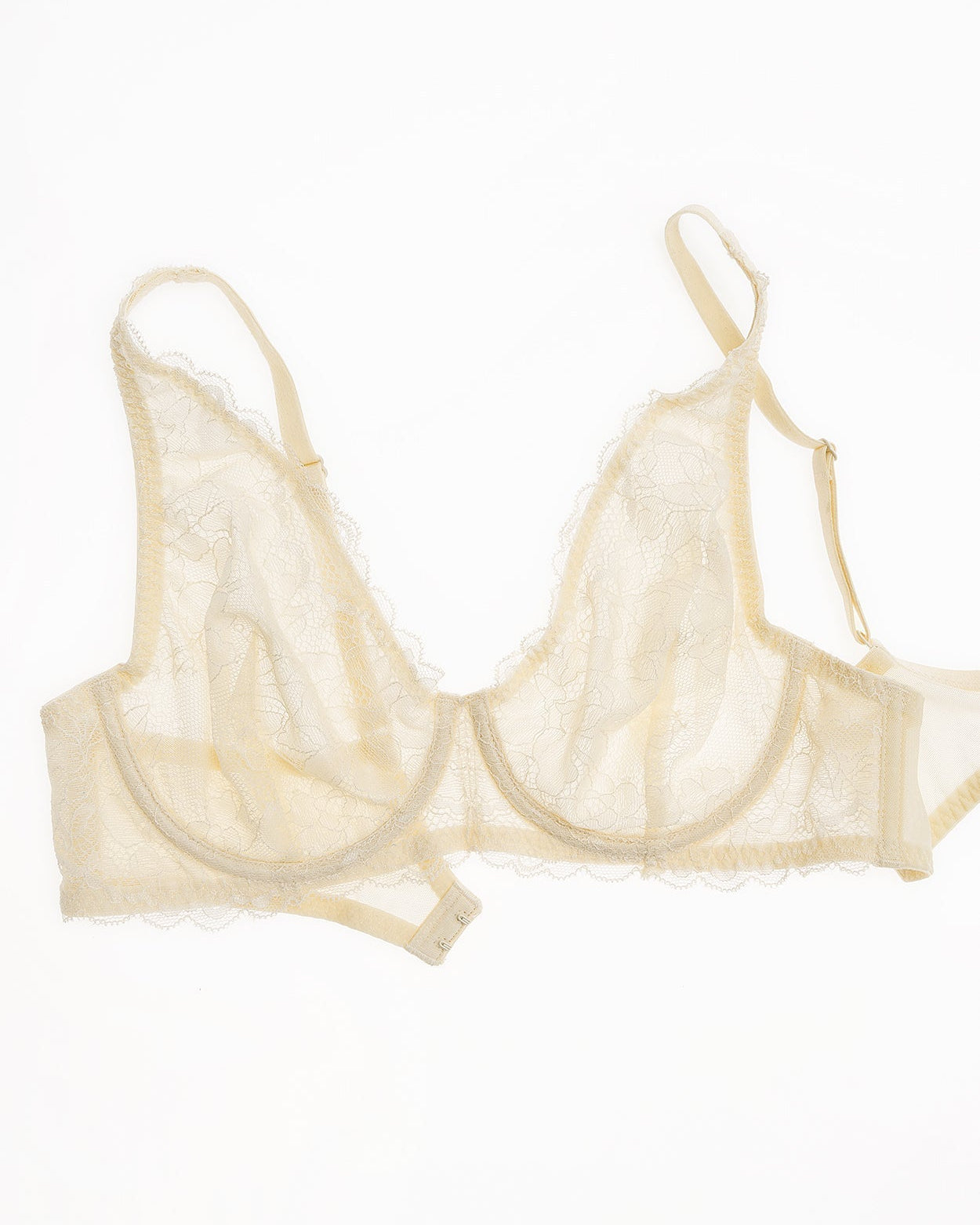 Sexy Sheer Lace Contour Plunge Bra Nude - WingsLove