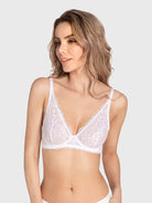 Sexy Sheer Lace Contour Plunge Bra White - WingsLove