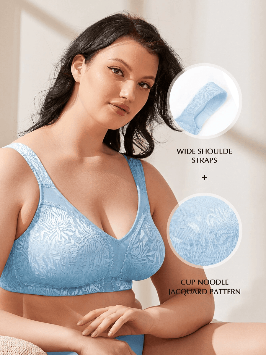  Womens Minimizer Bra Plus Size Unlined Full Coverage Smooth  Underwire Support Baby Blue 38D