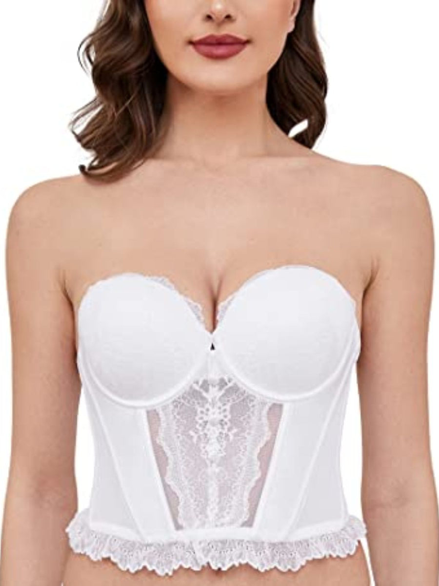 Ivette Bridal white strapless push-up bra with multi-position straps.