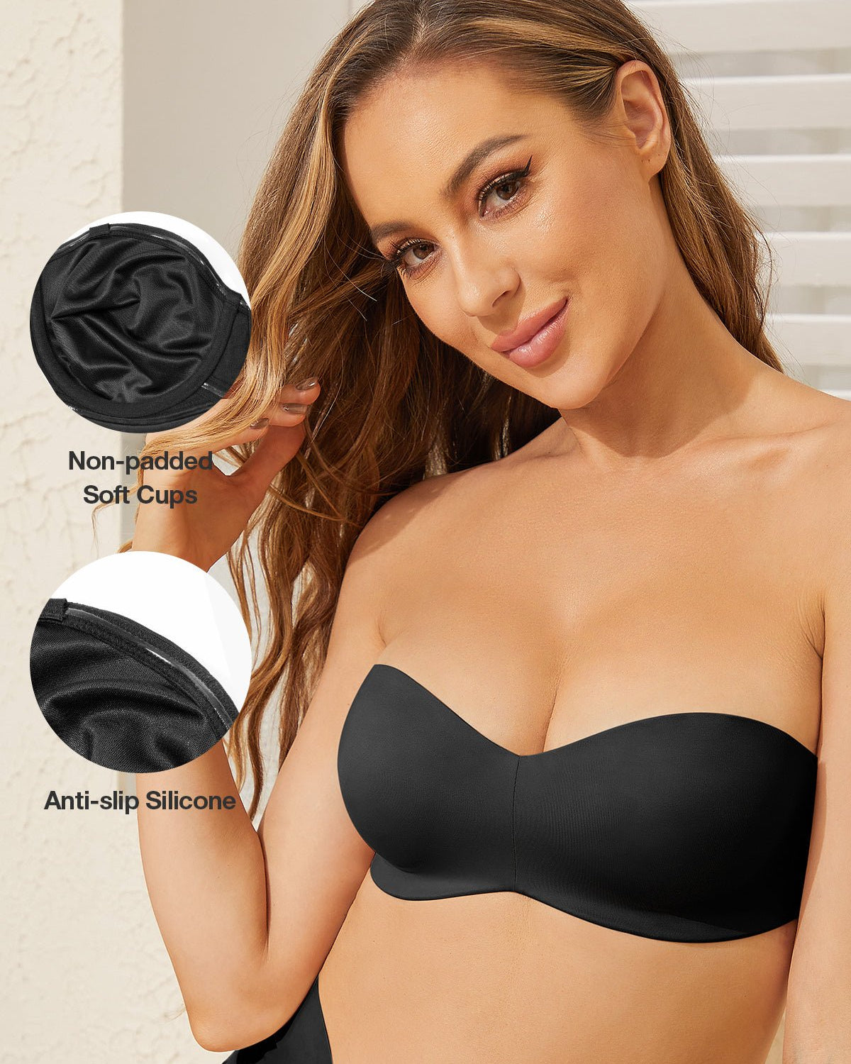 Strapless Unlined Underwire Multiway Bra Black - WingsLove