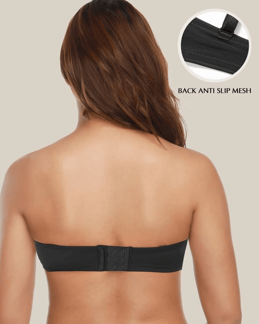 Strapless Unlined Underwire Multiway Bra Seamless Bra Black - WingsLove