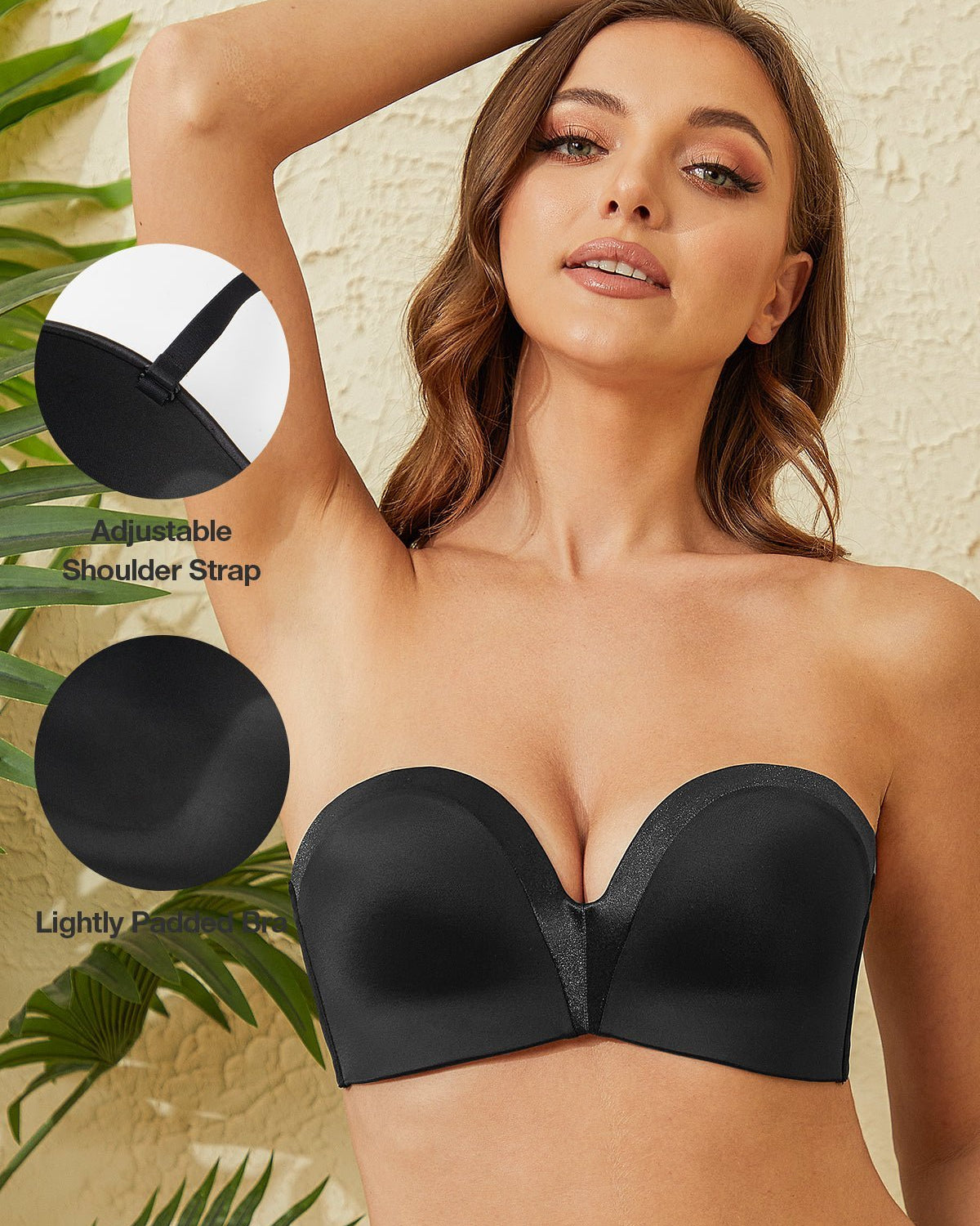 Strapless Wirefree Multiway Push Up Bra Black - WingsLove