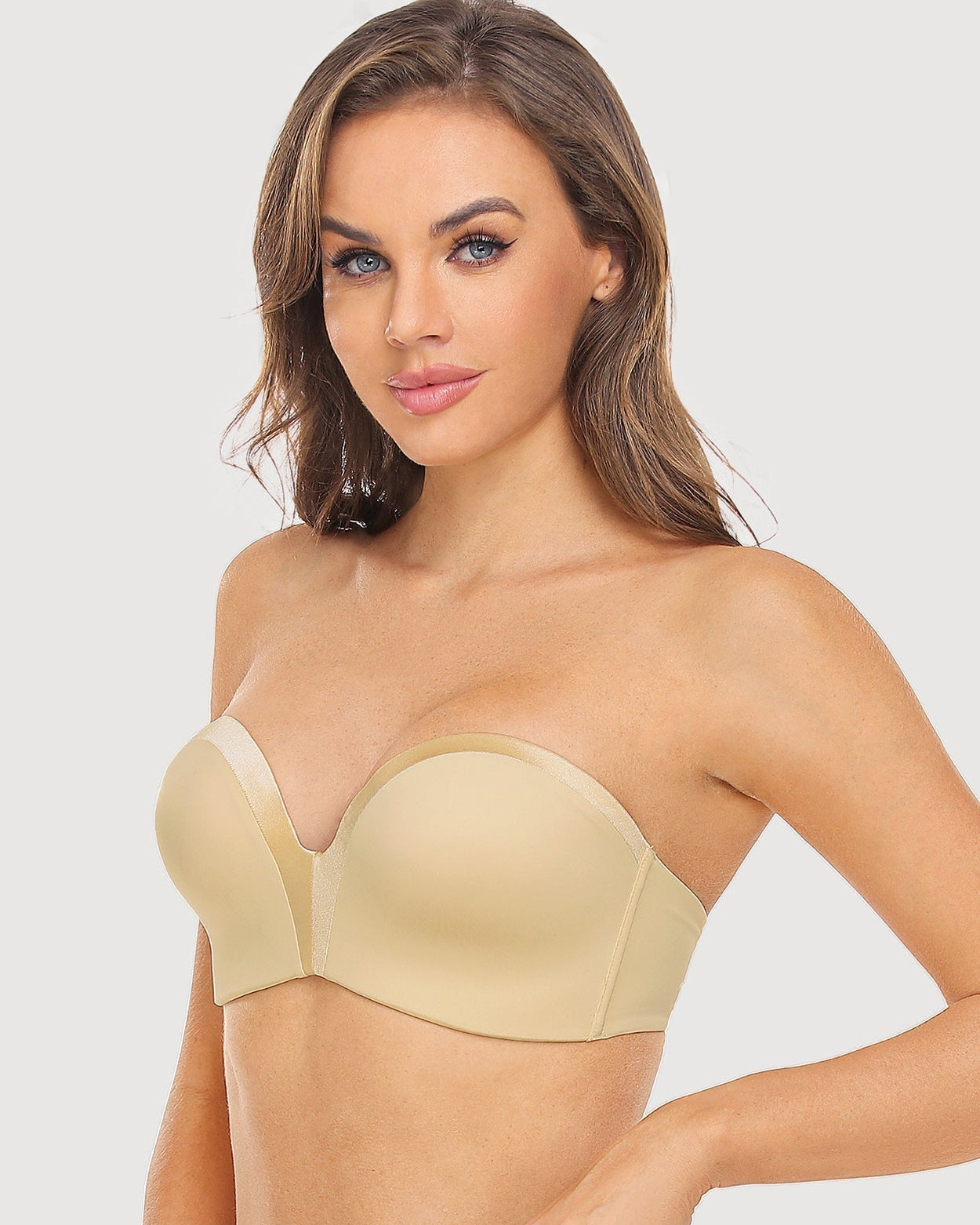 Strapless Wirefree Multiway Push Up Bra Nude - WingsLove