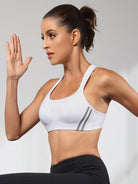 Wirefree Reflective Stripe Bras Bounce Control Plus Size Workout - WingsLove