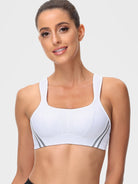 Wirefree Reflective Stripe Bras Bounce Control Plus Size Workout - WingsLove