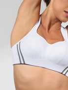 Wirefree Reflective Stripe Bras Bounce Control Plus Size Workout - WingsLove