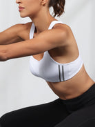 Wirefree Reflective Stripe Bras Bounce Control Plus Size Workout - WingsLove