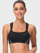 Wirefree Reflective Stripe Bras Plus Size White/Black/Blue - WingsLove