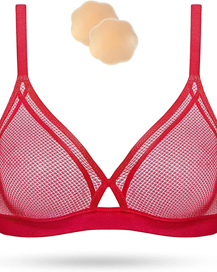 Women's Sexy Lace Wireless Plunge Bra - WingsLove