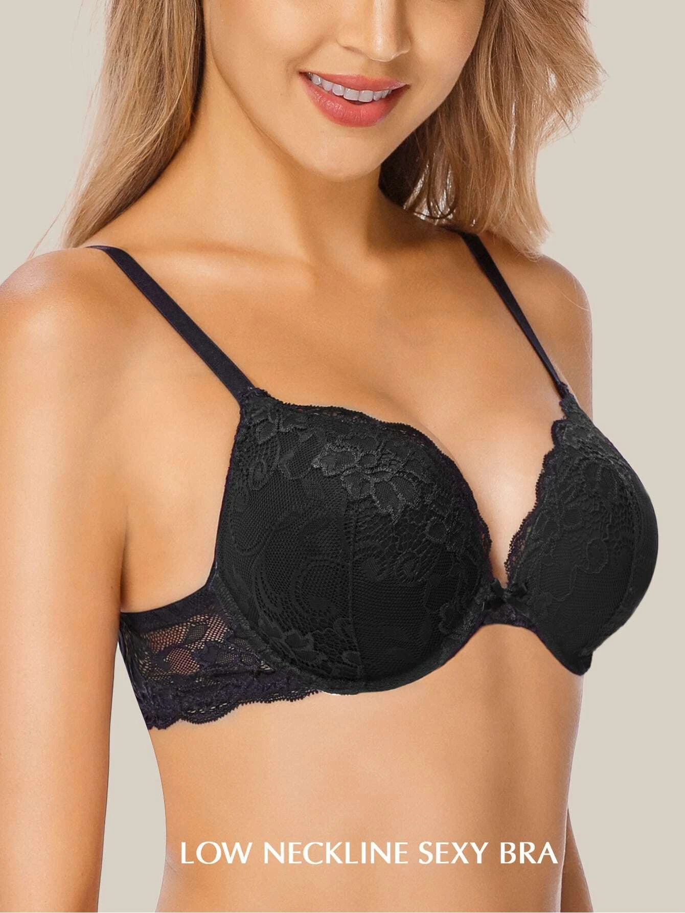 GORGEOUS Black Sexy Demi Coverage Underwired Padded Bra