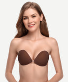 Adhesive Push-up Reusable Self Silicone Bra Coffee Brown WingsLOve