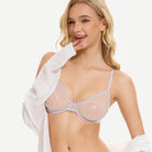 Breathable Unlined Sheer Bra with Underwire Support, Bark Wingslove