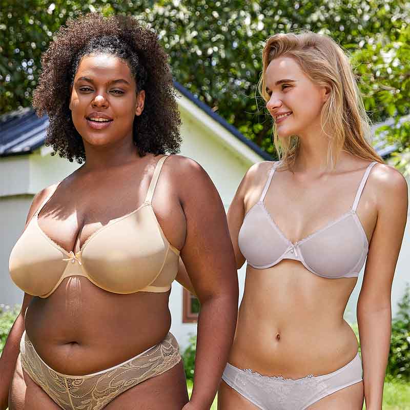 Breathable Unlined Sheer Bra with Underwire Support, Bark Wingslove