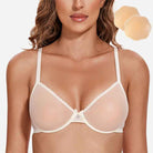 Breathable Unlined Sheer Bra with Underwire Support, Ivory White