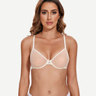 Breathable Unlined Sheer Bra with Underwire Support, Ivory White Wingslove