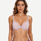 Breathable Unlined Sheer Bra with Underwire Support, Light Purple Wingslove