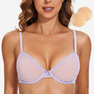 Breathable Unlined Sheer Bra with Underwire Support, Light Purple Wingslove