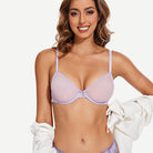 Breathable Unlined Sheer Bra with Underwire Support, Light Purple Wingslove
