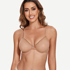 Breathable Unlined Sheer Bra with Underwire Support, Milk Coffee Wingslove