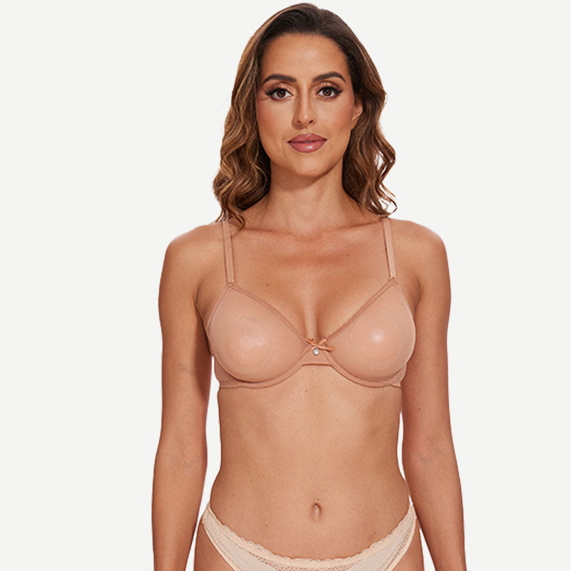 Breathable Unlined Sheer Bra with Underwire Support, Milk Coffee Wingslove