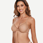 Breathable Unlined Sheer Bra with Underwire Support, Milk Coffee Wingslove